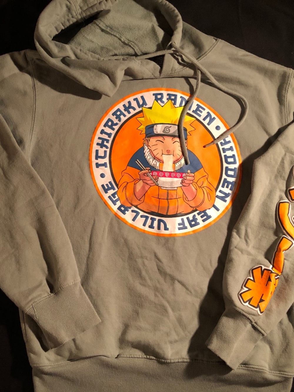 Naruto Ramen sage green Pullover Hoodie sz S 2002